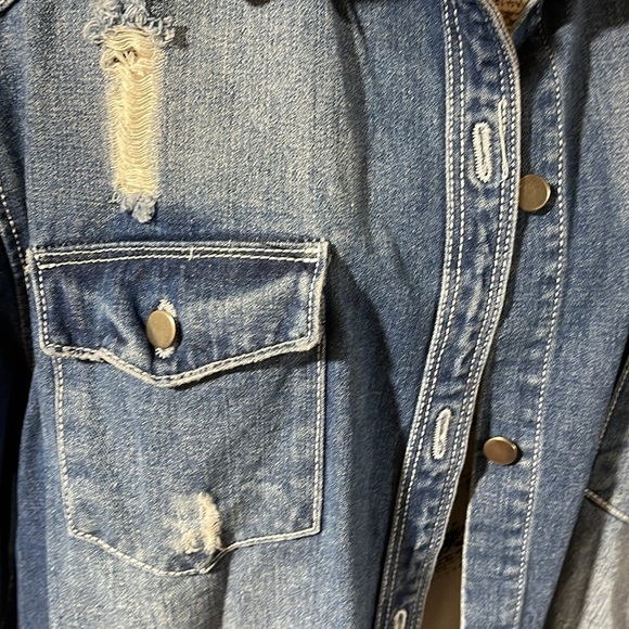 American Bazi long distressed jean jacket 2X - Picture 7 of 11
